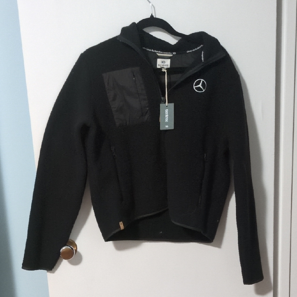 Black Fleece Jacket with Mercedes Emblem
